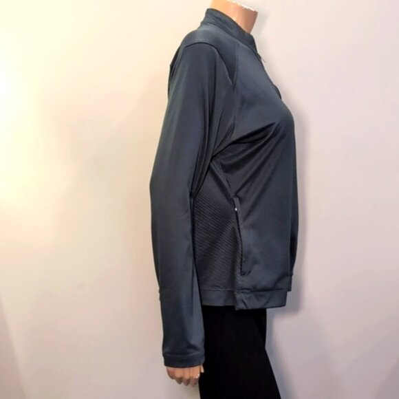 NIKE GOLF Track Jacket Dri Fit Full Zip High Collar Criss Cross Teal Athletic - Picture 10 of 13